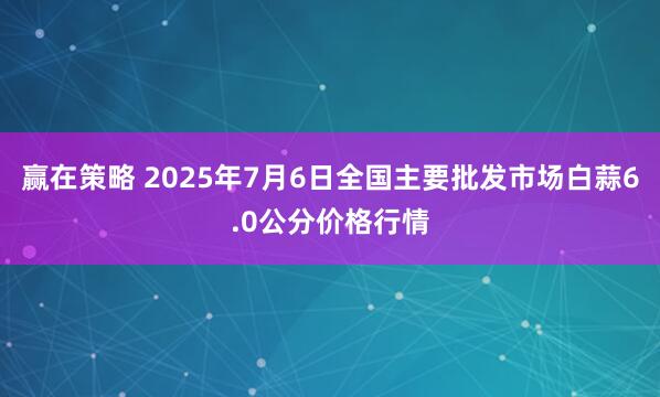赢在策略 2025年7月6日全国主要批发市场白蒜6.0公分价格行情